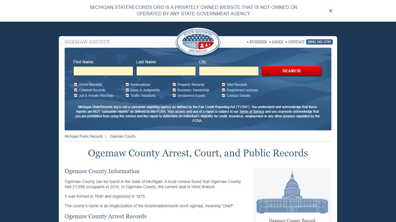 Ogemaw County Arrest, Court, and Public Records