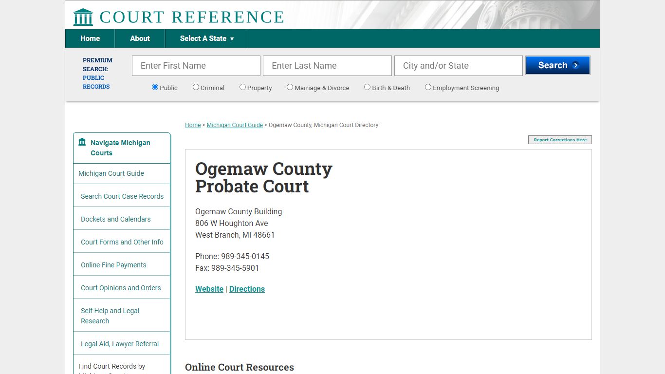 Ogemaw County Probate Court - Court Records Directory